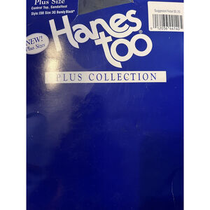 VTG Hanes Too Plus Collection Sz. 3Q Barely Black Pantyhose Plus Size Queen 3x